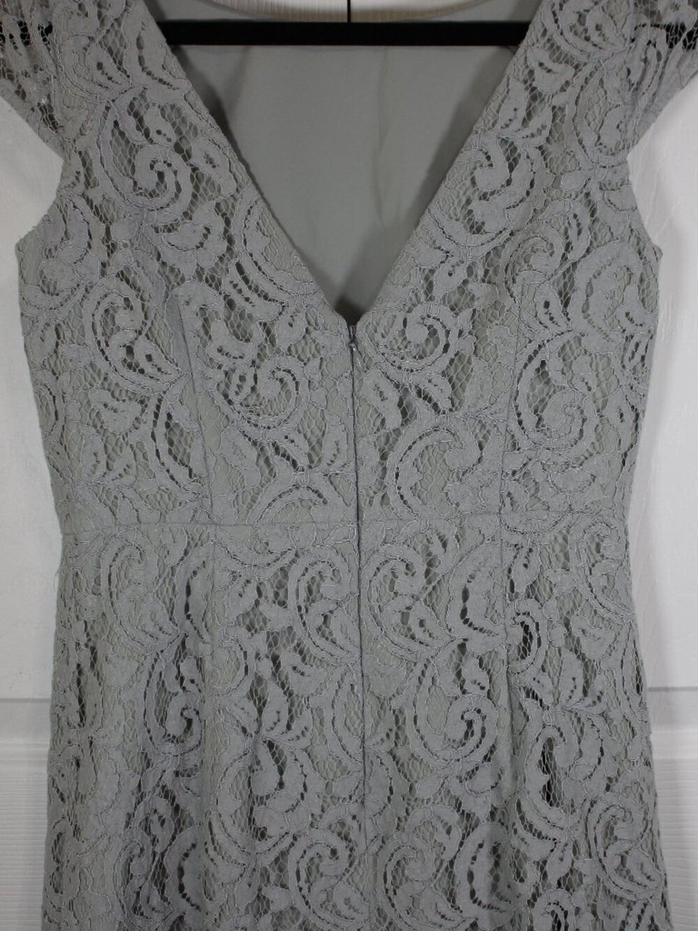 J. Crew Womens Grey Lace Double Lined Cap Sleeve Midi Evening Dress - Picture 6 of 16